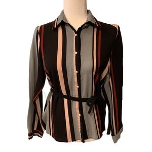 ⛄️Sace Blue & Red Stripe Blouse - L